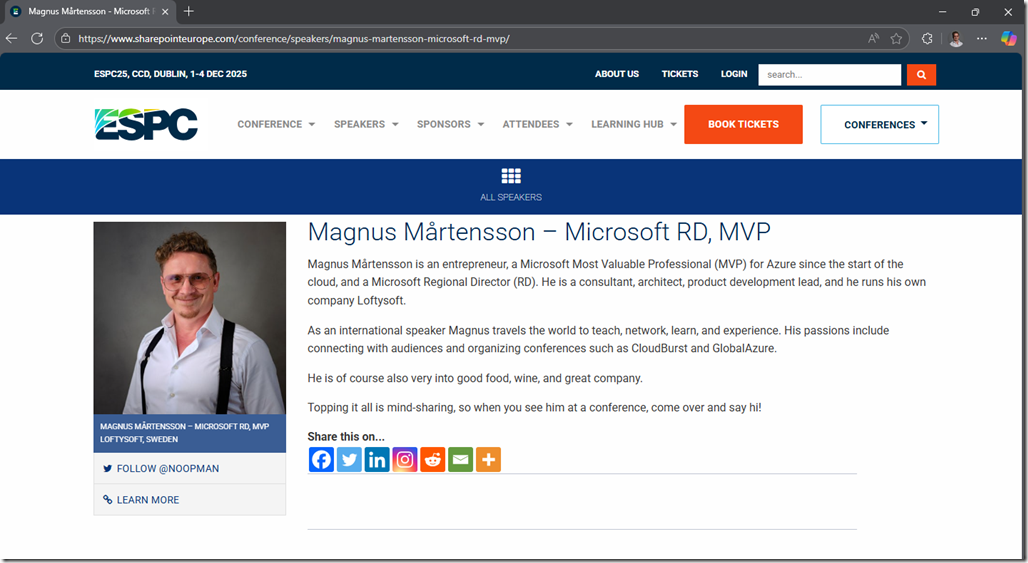 Magnus Mårtensson - Microsoft RD, MVP | ESPC Conference, 2025