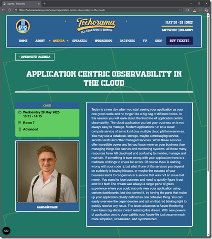 My session “Application Centric Observability in the Cloud”